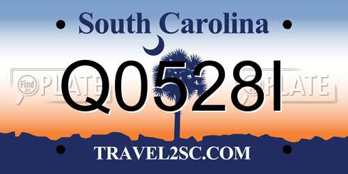 Q0528I South Carolina License Plate