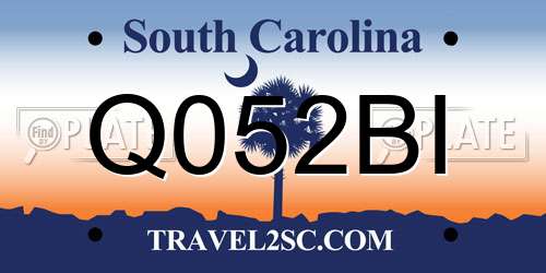 Q052BI South Carolina License Plate