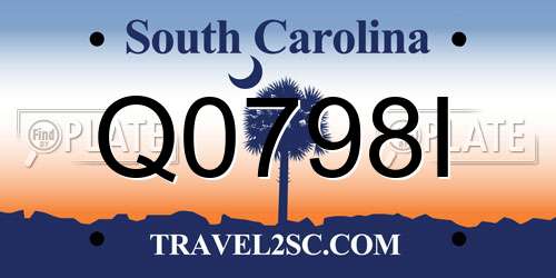 Q0798I South Carolina License Plate