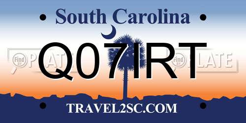 Q07IRT South Carolina License Plate