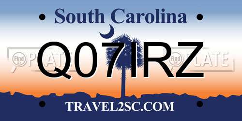 Q07IRZ South Carolina License Plate