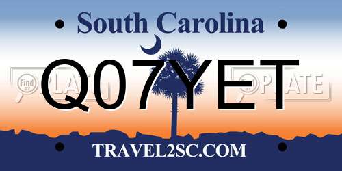 Q07YET South Carolina License Plate