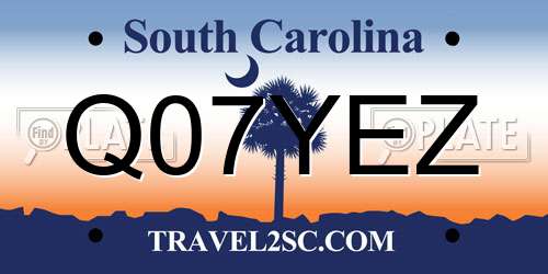 Q07YEZ South Carolina License Plate