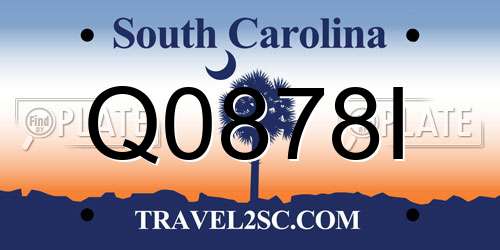 Q0878I South Carolina License Plate