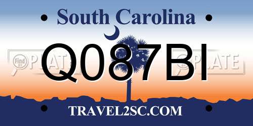 Q087BI South Carolina License Plate