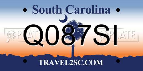 Q087SI South Carolina License Plate