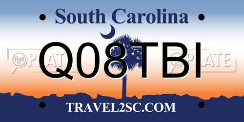 Q08TBI South Carolina License Plate