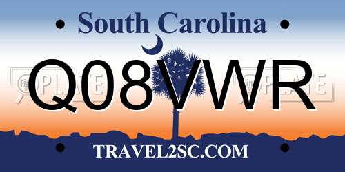 Q08VWR South Carolina License Plate