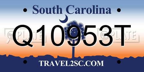 Q10953T South Carolina License Plate