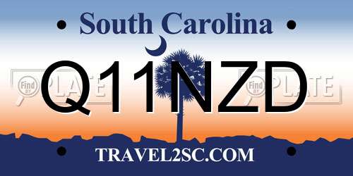 Q11NZD South Carolina License Plate
