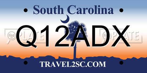 Q12ADX South Carolina License Plate