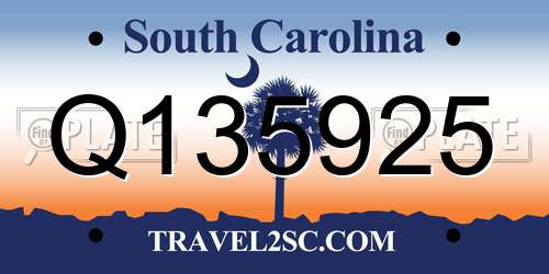 Q135925 South Carolina License Plate