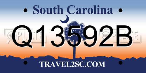 Q13592B South Carolina License Plate
