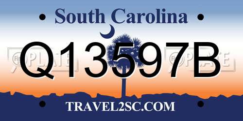 Q13597B South Carolina License Plate