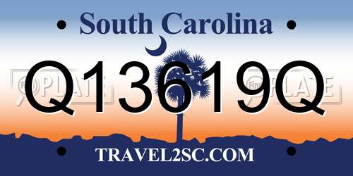 Q13619Q South Carolina License Plate