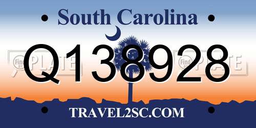 Q138928 South Carolina License Plate