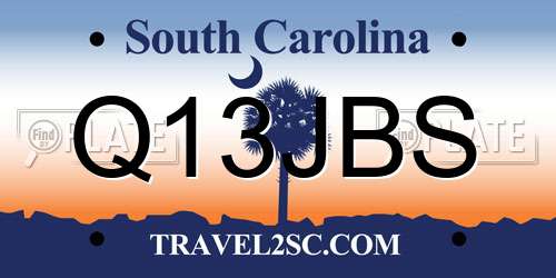 Q13JBS South Carolina License Plate