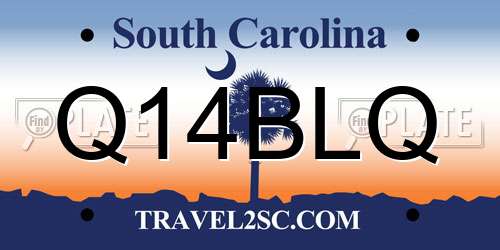 Q14BLQ South Carolina License Plate