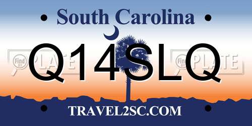 Q14SLQ South Carolina License Plate