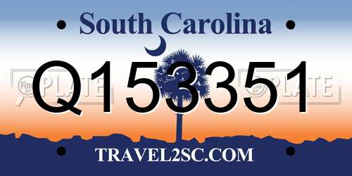 Q153351 South Carolina License Plate