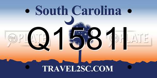 Q1581I South Carolina License Plate