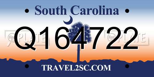 Q164722 South Carolina License Plate