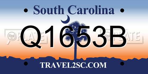 Q1653B South Carolina License Plate