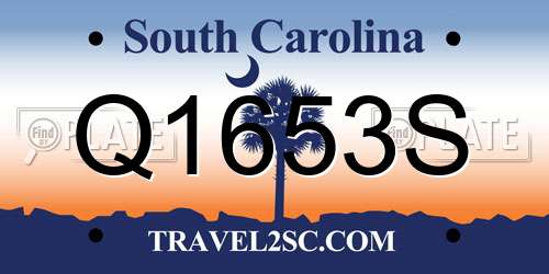 Q1653S South Carolina License Plate