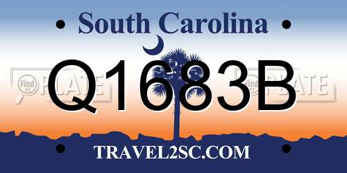 Q1683B South Carolina License Plate