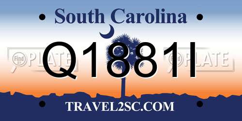 Q1881I South Carolina License Plate
