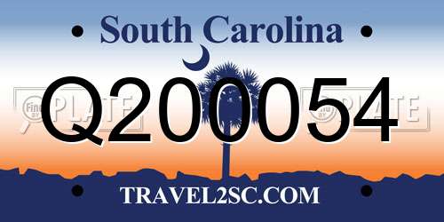 Q200054 South Carolina License Plate