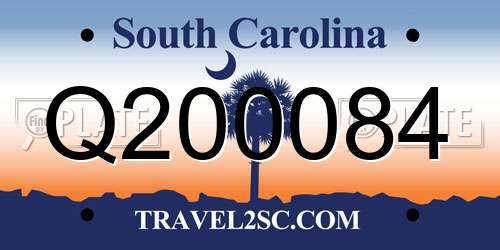 Q200084 South Carolina License Plate