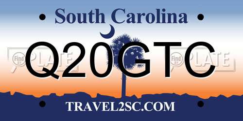 Q20GTC South Carolina License Plate