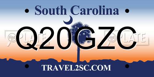 Q20GZC South Carolina License Plate
