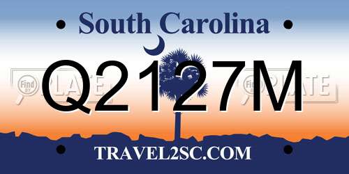 Q2127M South Carolina License Plate
