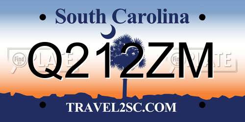 Q212ZM South Carolina License Plate