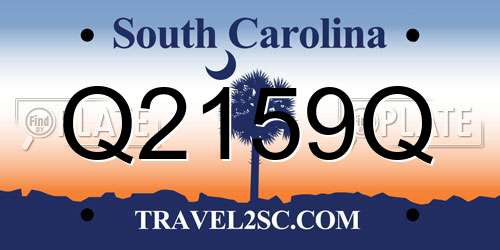 Q2159Q South Carolina License Plate