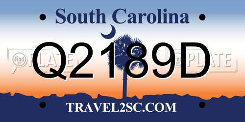 Q2189D South Carolina License Plate