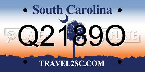 Q2189O South Carolina License Plate