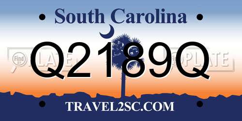 Q2189Q South Carolina License Plate