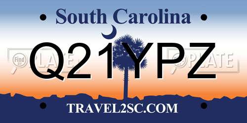 Q21YPZ South Carolina License Plate