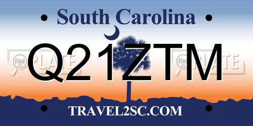 Q21ZTM South Carolina License Plate