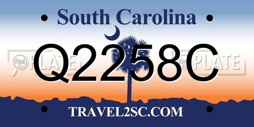 Q2258C South Carolina License Plate