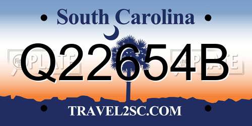 Q22654B South Carolina License Plate