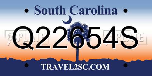 Q22654S South Carolina License Plate