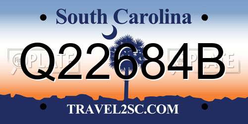 Q22684B South Carolina License Plate