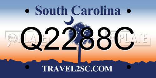 Q2288C South Carolina License Plate