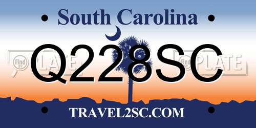 Q228SC South Carolina License Plate