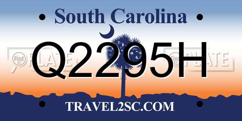 Q2295H South Carolina License Plate
