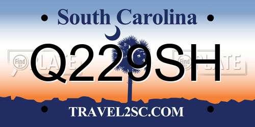 Q229SH South Carolina License Plate